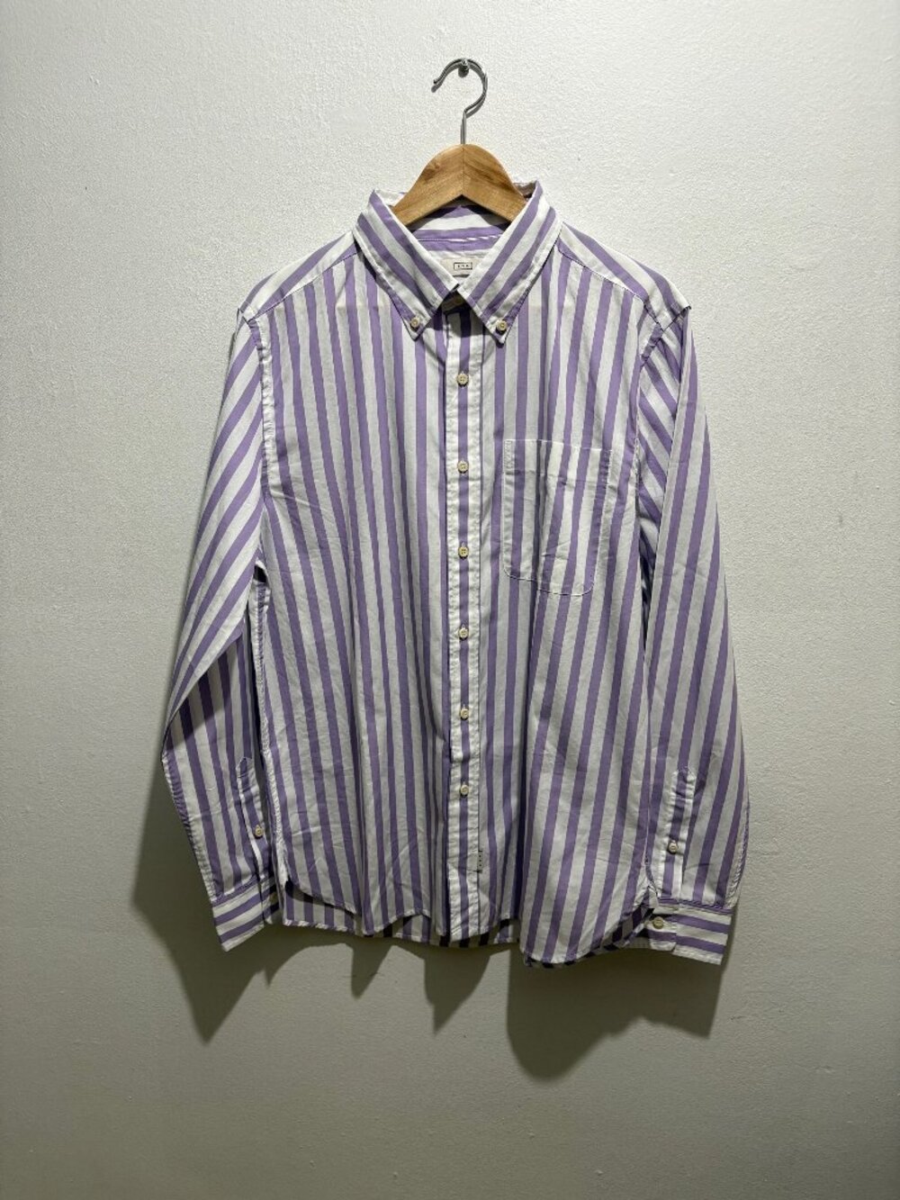 NWOT AYR The Everyday button down shirt in lilac & white stripe cotton poplin